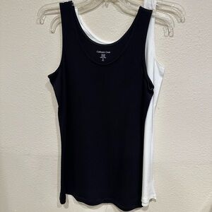 Two Coldwater Creek Tank Tops—one Black, one White—Size M (10-12)